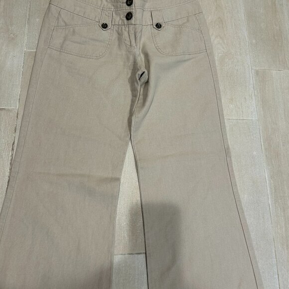 Juniors Womens Charlotte Russe Linen Cotton Low-Rise Flat Front Flared Pants 7 - Picture 8 of 11